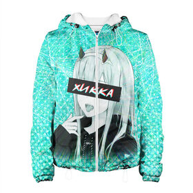 Женская куртка 3D с принтом Zero Two Хикка в Ухте, ткань верха — 100% полиэстер, подклад — флис | прямой крой, подол и капюшон оформлены резинкой с фиксаторами, два кармана без застежек по бокам, один большой потайной карман на груди. Карман на груди застегивается на липучку | darling | darling in the franxx | hikka | zero two | вайфу | зеро ту | код 002 | любимый во франксе | франкс | хикка