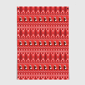 Постер с принтом Новогодние пингвины в Ухте, 100% бумага
 | бумага, плотность 150 мг. Матовая, но за счет высокого коэффициента гладкости имеет небольшой блеск и дает на свету блики, но в отличии от глянцевой бумаги не покрыта лаком | 