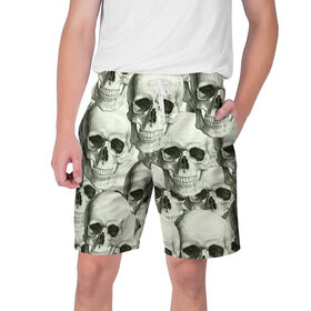 Мужские шорты 3D с принтом Черепа (4 вариант) в Ухте,  полиэстер 100% | прямой крой, два кармана без застежек по бокам. Мягкая трикотажная резинка на поясе, внутри которой широкие завязки. Длина чуть выше колен | Тематика изображения на принте: кости | популярные иллюстрации | скелеты | черепа