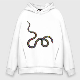 Мужское худи Oversize хлопок с принтом Змея в Ухте, френч-терри — 70% хлопок, 30% полиэстер. Мягкий теплый начес внутри —100% хлопок | боковые карманы, эластичные манжеты и нижняя кромка, капюшон на магнитной кнопке | животные | краски | мозайка | окраска . | палитра