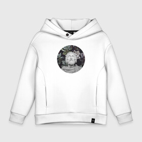 Детское худи Oversize хлопок с принтом Z22.2 в Ухте, френч-терри — 70% хлопок, 30% полиэстер. Мягкий теплый начес внутри —100% хлопок | боковые карманы, эластичные манжеты и нижняя кромка, капюшон на магнитной кнопке | Тематика изображения на принте: геометрия | коллаж | круг | растительность | статуя | цветы