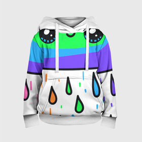 Детская толстовка 3D Радужная тучка: в Ухте, 100% полиэстер | двухслойный капюшон со шнурком для регулировки, мягкие манжеты на рукавах и по низу толстовки, спереди карман-кенгуру с мягким внутренним слоем | дождик | погода | позитив . | тучка | улыбочка