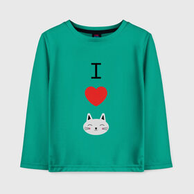 Детский лонгслив хлопок с принтом Я люблю кошек в Ухте, 100% хлопок | круглый вырез горловины, полуприлегающий силуэт, длина до линии бедер | Тематика изображения на принте: 