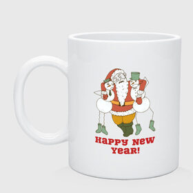 Кружка с принтом Happy New Year! в Ухте, керамика | объем — 330 мл, диаметр — 80 мм. Принт наносится на бока кружки, можно сделать два разных изображения | 