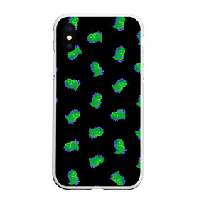 Чехол для iPhone XS Max матовый с принтом Дракончик-динозаврик в Ухте, Силикон | Область печати: задняя сторона чехла, без боковых панелей | Тематика изображения на принте: dino | волшебный | дино | динозавр | динозаврик | дракон | дракончик | дракоша | змей горыныч | змея | змий | малыш | милашка | милый | парк юрского периода | сказка | сказочный | фэнтези