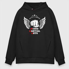 Мужское худи Oversize хлопок с принтом MMA в Ухте, френч-терри — 70% хлопок, 30% полиэстер. Мягкий теплый начес внутри —100% хлопок | боковые карманы, эластичные манжеты и нижняя кромка, капюшон на магнитной кнопке | arts | fights | martial | mixed | mma | no rules | sports | wrestling | без правил | боевые | бои | борьба | единоборства | искусства | смешанные | спорт