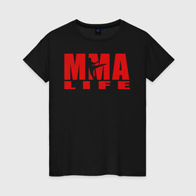 Женская футболка хлопок с принтом MMA в Ухте, 100% хлопок | прямой крой, круглый вырез горловины, длина до линии бедер, слегка спущенное плечо | arts | fights | martial | mixed | mma | no rules | sports | wrestling | без правил | боевые | бои | борьба | единоборства | искусства | смешанные | спорт