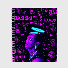 Тетрадь с принтом LIL PEEP в Ухте, 100% бумага | 48 листов, плотность листов — 60 г/м2, плотность картонной обложки — 250 г/м2. Листы скреплены сбоку удобной пружинной спиралью. Уголки страниц и обложки скругленные. Цвет линий — светло-серый
 | lil peep | rap. | легенда | лил пип | лил пип песни | лила пипа | музыка | реп