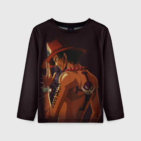 Детский лонгслив 3D с принтом One Piece. Портгас Д. Эйс в Ухте, 100% полиэстер | длинные рукава, круглый вырез горловины, полуприлегающий силуэт
 | Тематика изображения на принте: one piece | аниме | обезьяна д. луффи | портгас д. эйс | туз | эйс огненный кулак