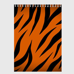 Скетчбук с принтом Текстура тигра в Ухте, 100% бумага
 | 48 листов, плотность листов — 100 г/м2, плотность картонной обложки — 250 г/м2. Листы скреплены сверху удобной пружинной спиралью | кожа тигра | расцветка тигра | текстура | тигр