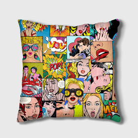 Подушка 3D с принтом Pop Art в Ухте, наволочка – 100% полиэстер, наполнитель – холлофайбер (легкий наполнитель, не вызывает аллергию). | состоит из подушки и наволочки. Наволочка на молнии, легко снимается для стирки | pop art | wow | девушки | искусство | поп арт | стиль