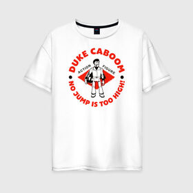 Женская футболка хлопок Oversize с принтом Duke Caboom в Ухте, 100% хлопок | свободный крой, круглый ворот, спущенный рукав, длина до линии бедер
 | duke caboom | pixar | toy story | vdzabma | дюк бубумс | дюк кабум | история игрушек | пиксар
