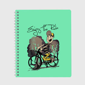 Тетрадь с принтом Наслаждайся поездкой в Ухте, 100% бумага | 48 листов, плотность листов — 60 г/м2, плотность картонной обложки — 250 г/м2. Листы скреплены сбоку удобной пружинной спиралью. Уголки страниц и обложки скругленные. Цвет линий — светло-серый
 | 