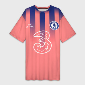 Платье-футболка 3D с принтом CHELSEA резервная сезон 20 21 в Ухте,  |  | chelsea | ssrufcclub | the blues | апл | аристократы | лига чемпионов | резервная форма | сезон 2020 2021 | третья | футбол | футбольная | футбольный клуб | челси