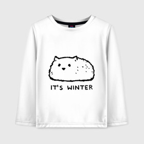 Детский лонгслив хлопок с принтом Its winter это зима в Ухте, 100% хлопок | круглый вырез горловины, полуприлегающий силуэт, длина до линии бедер | Тематика изображения на принте: 2020 | 2021 | cat | winter | армия | зима | зима близко | кавай | кавайные | киска | киски | кот | котенок | котики | коты | коты мемы | котята | кошечка | кошка | кошки и коты | мем | мемы | новый год | с котами