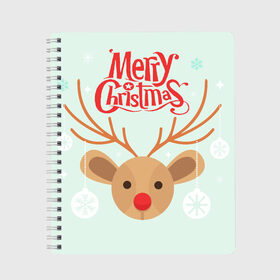 Тетрадь с принтом merry christmas, рождество в Ухте, 100% бумага | 48 листов, плотность листов — 60 г/м2, плотность картонной обложки — 250 г/м2. Листы скреплены сбоку удобной пружинной спиралью. Уголки страниц и обложки скругленные. Цвет линий — светло-серый
 | 