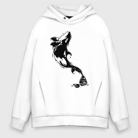 Мужское худи Oversize хлопок с принтом Чернильная касатка в Ухте, френч-терри — 70% хлопок, 30% полиэстер. Мягкий теплый начес внутри —100% хлопок | боковые карманы, эластичные манжеты и нижняя кромка, капюшон на магнитной кнопке | арт | белый | капли | капля | касатка | рисунок | чернила | чернильный рисунок | чёрный