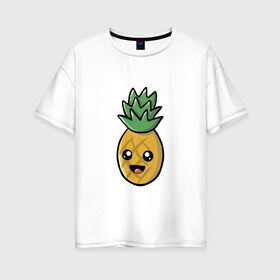 Женская футболка хлопок Oversize с принтом Ананасик в Ухте, 100% хлопок | свободный крой, круглый ворот, спущенный рукав, длина до линии бедер
 | 