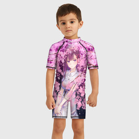 Детский купальный костюм 3D SAKURA: в Ухте, Полиэстер 85%, Спандекс 15% | застежка на молнии на спине | anime | girl | love | весна | девочка | девушка | дерево | любовь | милашка | милая | сакура | цветы