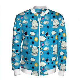 Мужской бомбер 3D Поп-арт: в Ухте, 100% полиэстер | застегивается на молнию, по бокам два кармана без застежек, по низу бомбера и на воротнике - эластичная резинка | art | pop art | бомбочка | взрыв | облако дыма | паттерн | поп арт | текстура