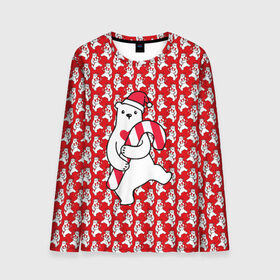 Мужской лонгслив 3D с принтом Белый мишка в Ухте, 100% полиэстер | длинные рукава, круглый вырез горловины, полуприлегающий силуэт | 