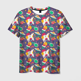 Мужская футболка 3D с принтом Космический новый год! в Ухте, 100% полиэфир | прямой крой, круглый вырез горловины, длина до линии бедер | Тематика изображения на принте: 