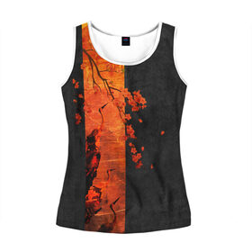 Женская майка 3D с принтом ЦАПЛЯ в Ухте, 100% полиэстер | круглая горловина, прямой силуэт, длина до линии бедра | amoled | аист | журавль | минимализм | сакура | цапля | япония