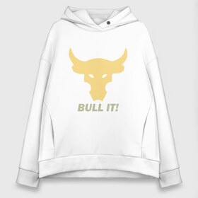Женское худи Oversize хлопок с принтом Bull It в Ухте, френч-терри — 70% хлопок, 30% полиэстер. Мягкий теплый начес внутри —100% хлопок | боковые карманы, эластичные манжеты и нижняя кромка, капюшон на магнитной кнопке | 2020 | 2021 | bull | bulls | claus | cow | ox | santa | буйвол | бычок | год быка | дед мороз | деревня | животные | зима | корова | коррида | матадор | новый год | праздник | рог | рога | рогатый | санта клаус | символ | скот