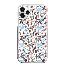 Чехол для iPhone 11 Pro матовый с принтом Барбершоп в Ухте, Силикон |  | brush | butterfly | hairdryer | razor | scissors | tube | бабочка | бритва | кисточка | ножницы | трубка | фен