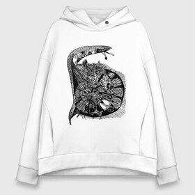Женское худи Oversize хлопок с принтом Улитка в Ухте, френч-терри — 70% хлопок, 30% полиэстер. Мягкий теплый начес внутри —100% хлопок | боковые карманы, эластичные манжеты и нижняя кромка, капюшон на магнитной кнопке | snail | буква 
