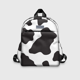 Детский рюкзак 3D с принтом корова в Ухте, 100% полиэстер | лямки с регулируемой длиной, сверху петелька, чтобы рюкзак можно было повесить на вешалку. Основное отделение закрывается на молнию, как и внешний карман. Внутри дополнительный карман. По бокам два дополнительных кармашка | Тематика изображения на принте: животные | корова | пятна