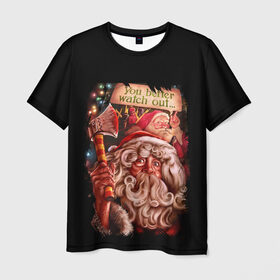 Мужская футболка 3D с принтом BAD SANTA в Ухте, 100% полиэфир | прямой крой, круглый вырез горловины, длина до линии бедер | Тематика изображения на принте: 