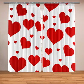 Фотошторы с принтом Сердечки в Ухте, Блэкаут (светозащита 90%) / Габардин (светозащита 40% | 2 полотна шириной по 145 см; Высота 200-300 см; Крепление: шторная лента (на крючки); | love | любовь | сердечки | сердечко | сердца