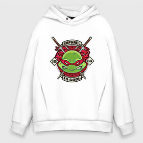 Мужское худи Oversize хлопок с принтом Raphael is Cool в Ухте, френч-терри — 70% хлопок, 30% полиэстер. Мягкий теплый начес внутри —100% хлопок | боковые карманы, эластичные манжеты и нижняя кромка, капюшон на магнитной кнопке | donatello | leonardo | michelangelo | ninja | pizza | raphael | turtles | воин | донателло | животные | карате | комикс | комиксы | леонардо | микеланджело | мультфильм | мутант | мутанты | ниндзя | пицца | рафаэль | сплинтер
