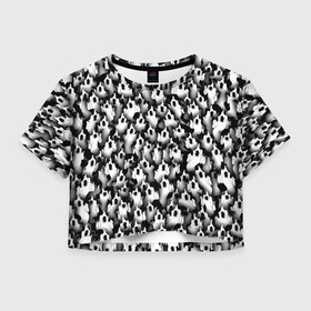 Женская футболка Crop-top 3D Haunted Family Призраки: в Ухте, 100% полиэстер | круглая горловина, длина футболки до линии талии, рукава с отворотами | hip hop | kizaru | rap | паттерн | приведение | призрак | рэп | толпа | хип хоп