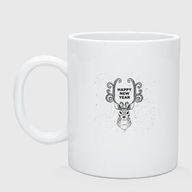 Кружка с принтом HAPPY NEW YEAR в Ухте, керамика | объем — 330 мл, диаметр — 80 мм. Принт наносится на бока кружки, можно сделать два разных изображения | 
