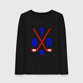 Женский лонгслив хлопок с принтом New York Ranger в Ухте, 100% хлопок |  | 