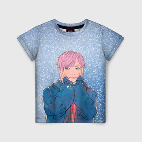 Детская футболка 3D с принтом JIMIN SPRING DAY в Ухте, 100% гипоаллергенный полиэфир | прямой крой, круглый вырез горловины, длина до линии бедер, чуть спущенное плечо, ткань немного тянется | Тематика изображения на принте: bt21 | bts | hoseok | jhope | jimin | jin | jungkook | namjoon | rm | taehyung | v | бантан | бт21 | бтс | весна | ви | голубая | джей хоуп | джин | зима | намджун | новый год | рм | снег | снежинки | спринг дэй | тэхен | хосок | чимин | чонгук 