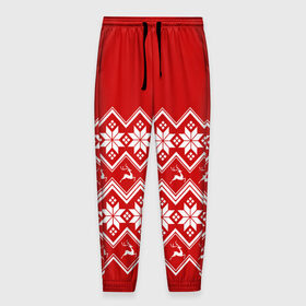 Мужские брюки 3D с принтом Новогодняя в Ухте, 100% полиэстер | манжеты по низу, эластичный пояс регулируется шнурком, по бокам два кармана без застежек, внутренняя часть кармана из мелкой сетки | 