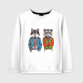 Детский лонгслив хлопок ВОЛК И ТИГР ХИПСТЕРЫ: в Ухте, 100% хлопок | круглый вырез горловины, полуприлегающий силуэт, длина до линии бедер | hipsters. | борода | бро | волк | смокинг | тигр | хипстер | хипстеры | я есть стиль