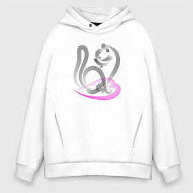 Мужское худи Oversize хлопок с принтом Полосатый кот в Ухте, френч-терри — 70% хлопок, 30% полиэстер. Мягкий теплый начес внутри —100% хлопок | боковые карманы, эластичные манжеты и нижняя кромка, капюшон на магнитной кнопке | 