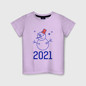 Детская футболка хлопок с принтом Прикольный снеговик в Ухте, 100% хлопок | круглый вырез горловины, полуприлегающий силуэт, длина до линии бедер | 