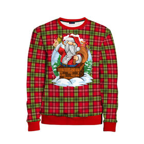 Детский свитшот 3D с принтом Санта Клаус в Ухте, 100% полиэстер | свободная посадка, прямой крой, мягкая тканевая резинка на рукавах и понизу свитшота | 