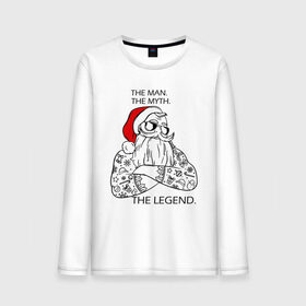 Мужской лонгслив хлопок с принтом Hipsters Santa в Ухте, 100% хлопок |  | 
