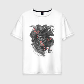 Женская футболка хлопок Oversize с принтом Воин дракона в Ухте, 100% хлопок | свободный крой, круглый ворот, спущенный рукав, длина до линии бедер
 | 