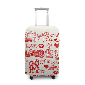 Чехол для чемодана 3D с принтом Детская любовь, в Ухте, 86% полиэфир, 14% спандекс | двустороннее нанесение принта, прорези для ручек и колес | дети | детские рисунки | любовь | сердечки | я тебя люблю.