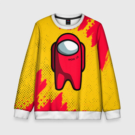 Детский свитшот 3D с принтом AMONG US - КРАСНЫЙ в Ухте, 100% полиэстер | свободная посадка, прямой крой, мягкая тканевая резинка на рукавах и понизу свитшота | Тематика изображения на принте: among | among us | amongus | crewmate | game | games | imposter | impostor | logo | monster | sabotage | shhh | амонг | амонг ас | амонгас | игра | игры | импостер | космос | крюмейт | лого | логотип | логотипы | монстр | саботаж | символ | сим