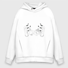 Мужское худи Oversize хлопок с принтом Jujutsu Kaisen Itadori в Ухте, френч-терри — 70% хлопок, 30% полиэстер. Мягкий теплый начес внутри —100% хлопок | боковые карманы, эластичные манжеты и нижняя кромка, капюшон на магнитной кнопке | hand | itadori | sukuna | итадори | магическая битва | руки | сукуна