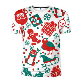 Мужская футболка 3D спортивная с принтом Дух Рождества и Нового Года в Ухте, 100% полиэстер с улучшенными характеристиками | приталенный силуэт, круглая горловина, широкие плечи, сужается к линии бедра | 