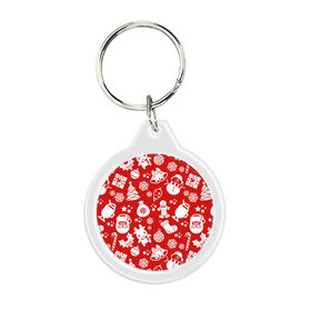 Брелок круглый с принтом Новогодний Узор в Ухте, пластик и полированная сталь | круглая форма, металлическое крепление в виде кольца | Тематика изображения на принте: 